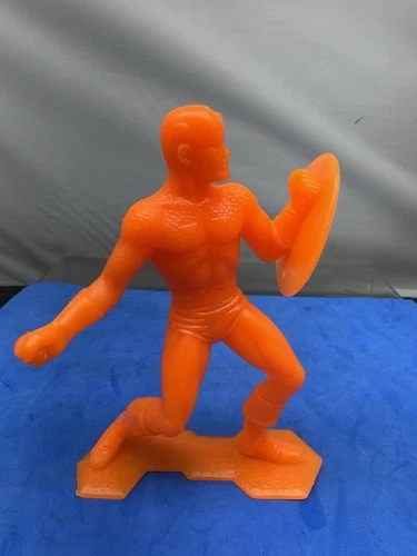 Vintage 1967 Marx Red Plastic Captain America Figure - 5.25" EUC