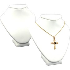 2 White Faux Leather Necklace Bust Jewelry Display 4.5"