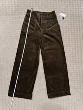 Maeve Anthropologie Colette Corduroy Pants Size 24 Moss Green Wide Leg Cropped.