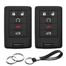 2pcs Silicone Key Fob Cover Case for Cadillac  Chevrolet Keyless Remotes, Prote