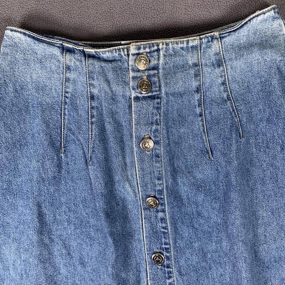 Falda Lizwear Vintage Mujer 8 Azul Denim Maxi Bolsillos Prairiecore Western Larga Foto 4 de 4