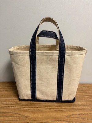 Vintage 1980s LL Bean Boat And Tote Bag Navy Blue Size Medium Freeport Maine