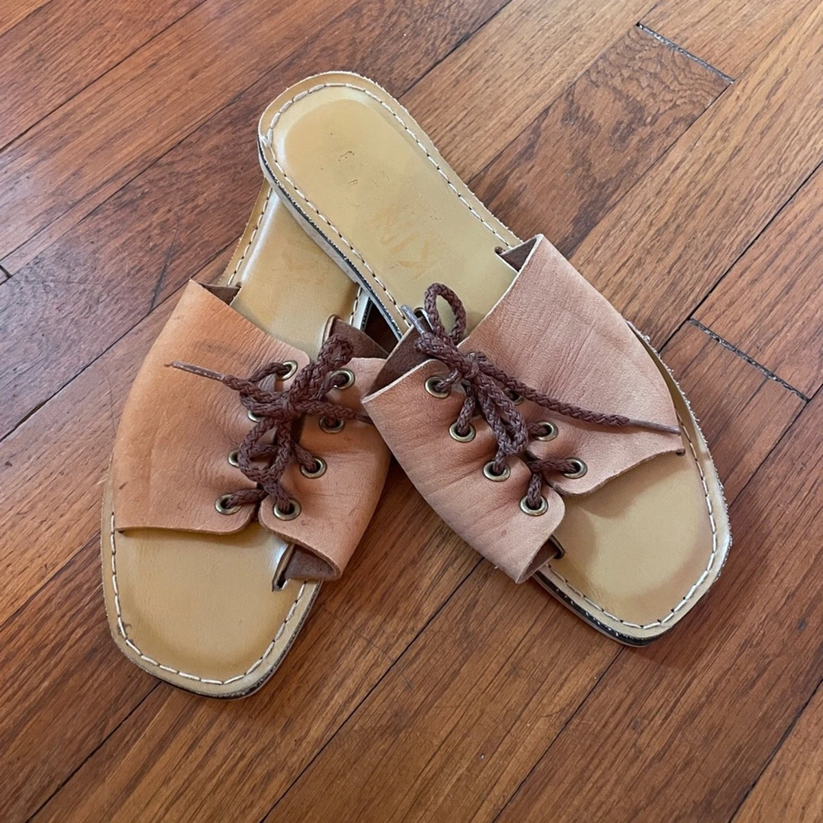 KINO Brown Leather Slide Sandals Women main image 3