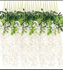 EZFLOWERY 12 Pack 3.6 Feet Artificial Wisteria Vine Hanging Flowers Garland Silk