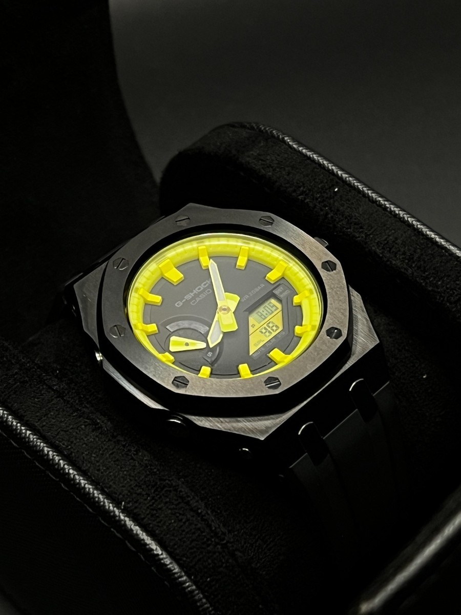 Custom METAL Casio G-Shock | GA-2100 | Black & Yellow | CasiOak