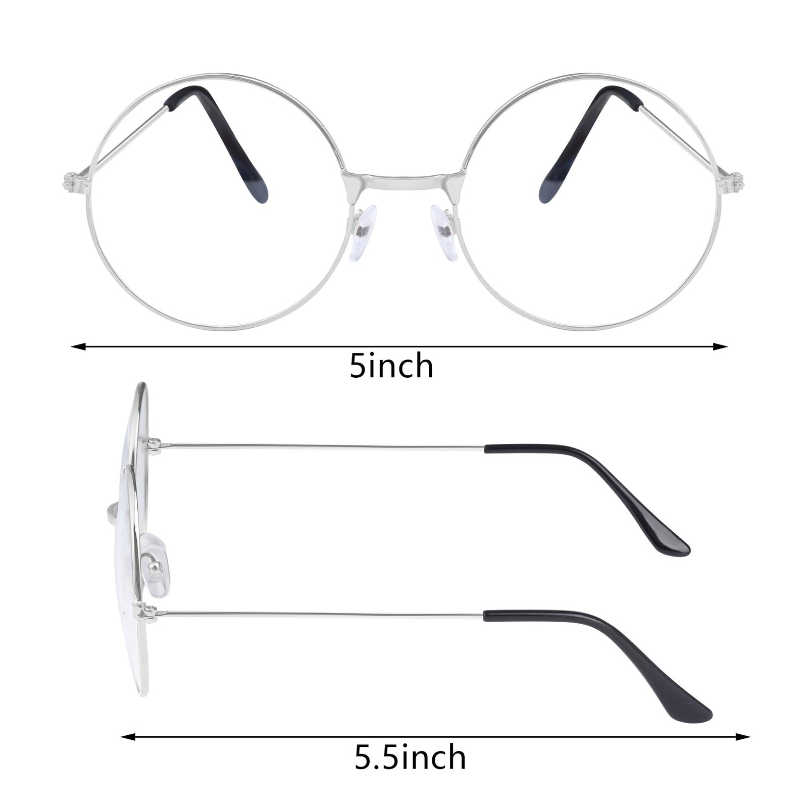 Hmxpls Fake Round Glasses, Circle Costume Glasses, Metal Frame Clear Lens Non... image 2