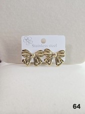 Stainless Steel Gold Tone Bow Stud Earrings