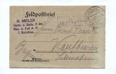 Feldpostbrief 1917 Hauptmann und Bataillonsführer 1 Wk - Bild 1 von 2