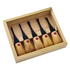 Wood Carving Tools Beginners Palm Set of 5, FR310 Ash Hardwood Handles,1095 H...
