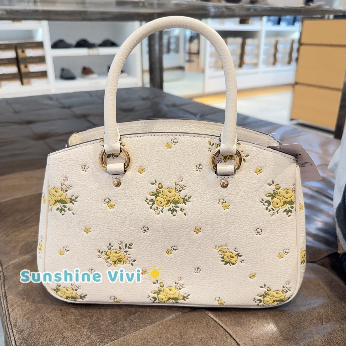 NWT COACH Savannah Small Carryall Bag With Floral Print Gold/Chalk