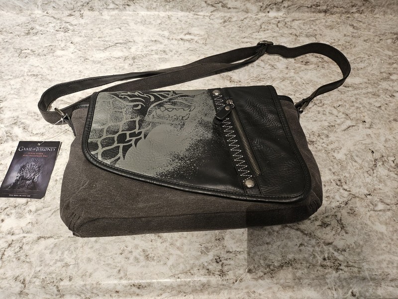 Game of Thrones House Stark Mini Messenger Bag Gray/Black Adjustable Strap