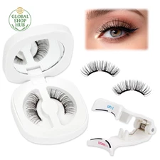 Upgrade Magnetic Eyelashes with Applicator, Reusable Soft Magnet Lashes Natural
