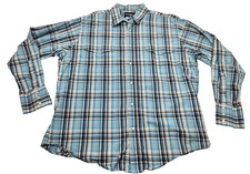 Wrangler Western Men's Blue Plaid Pearl Snap Shirt Long Sleeve Button Up XL