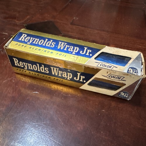 VTG 1950's Reynolds Wrap Junior Jr. Blue Colored Pure Aluminum Foil 7" W x 10 FT