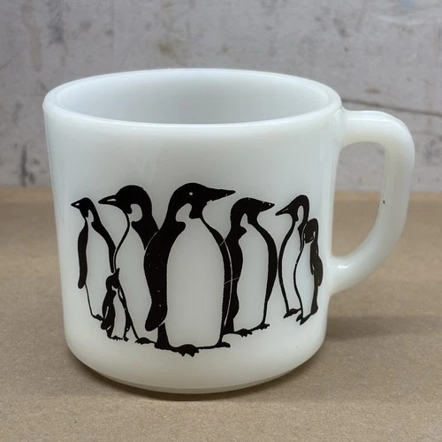 Vintage Anchor Hocking Penguin Milk Glass Mug