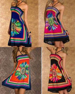 Summer Beach Halter party Mini Dress Ladies Clothes Size 10-16