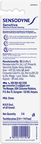 Cepillo de dientes Sensodyne Sensitive dientes suaves sensibles, 3 unidades (paquete de 2) - Imagen 2 de 12