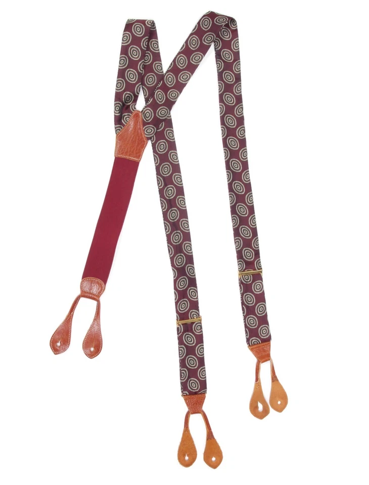 Snappy Retro Tirantes Borgoña Espiral Ovalado Globo Ocular Hombre Brackets Hecho en Francia Foto 4 de 4