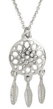 DREAM CATCHER Pendant NECKLACE lightweight Delicate 39cm SILVER Tone Chain