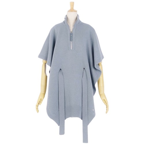 HERMES 22AW Cashmere Half-Zip Poncho Cape with Belt 34 - Picture 3 of 7