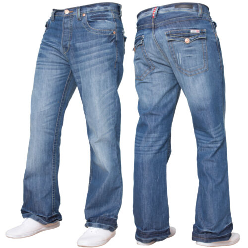 Jeans uomo APT bootcut gamba larga svasati denim pantaloni casual da lavoro taglie UK - Foto 16 di 48