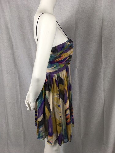 NWT Foley Corinna SILK Chiffon A Line Babydoll Party Cocktail Dress Spaghetti St - Picture 5 of 7