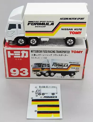 Mini Car 1/102 Mitsubishi Fuso Racing Transporter White/Red Box/Made in Japan/TO