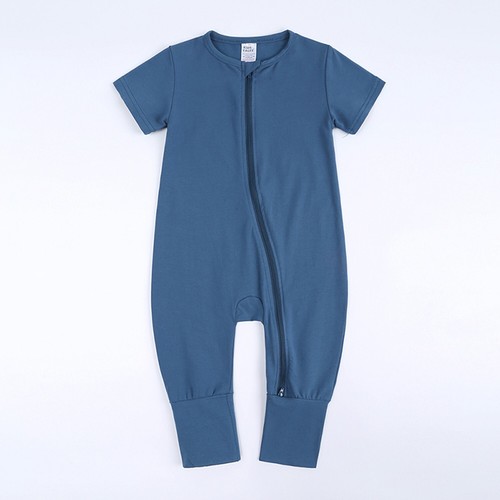 12pcs BABY ROMPER-SLEEPER Long Short Sleeve Double Zip Cotton Blue White 3-24m - Picture 12 of 28