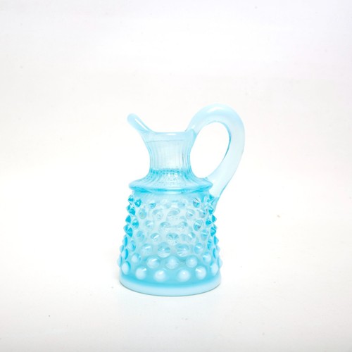 Vintage FENTON Hobnail Opalescent Aqua Glass Creamer Pre 1970s - Picture 2 of 8