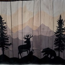 Deer Bear Wolf Wildlife Curtains 2 Panels 28" x 35"
