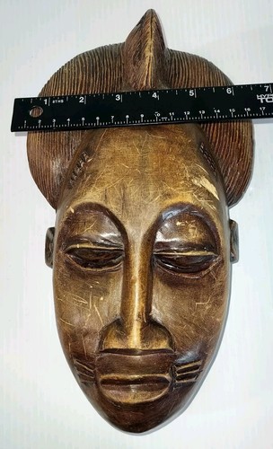 Vtg Wood Mask Carved Wooden Wall Decor Primitive Tribal Artifact Art African - Picture 4 of 13