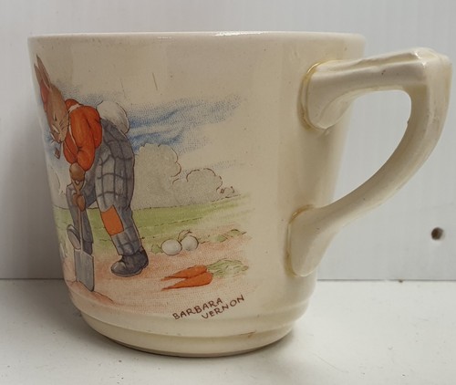 Royal Doulton Bunnykins Casino Cup & Saucer Gardening Cycling and See-Saw c1950s - Picture 7 of 10