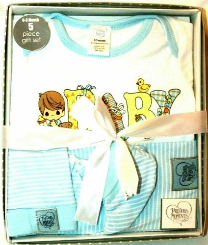 Precious Moments Baby Boy or Girl 5-Pc Gift Set Pink or Blue or Gray - Picture 4 of 7