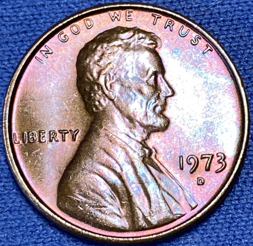 1973-D Lincoln Memorial Penny Beautiful Brilliant Rainbow Toned Coin #23 - Picture 3 of 14