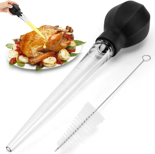 Large Turkey Baster with Cleaning Brush - Premium Baster Tool for Cooking - Easy