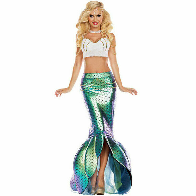 Mermaid Costume Cosplay Clothes Nightclub Halloween Female Split Fish Dress