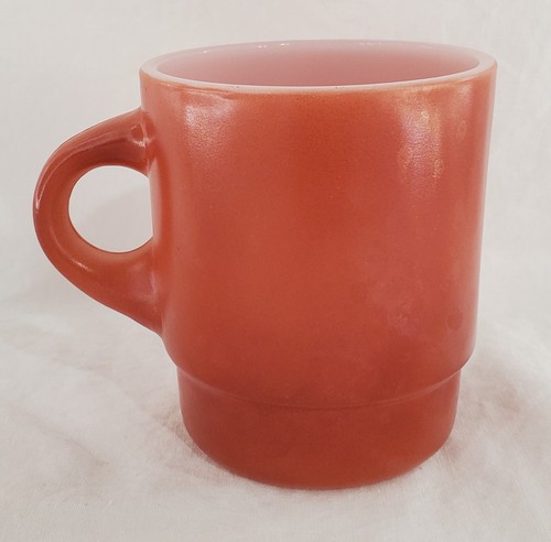Vintage Anchor Hocking Fire King Burnt Orange Stacking Coffee Mug With Handle - Picture 9 of 24