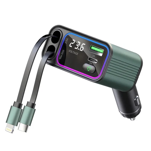 TRON 65W 4-in-1 Car Charger, 2-Port USB  C & L  with LED Light-TR32 - product listing photo