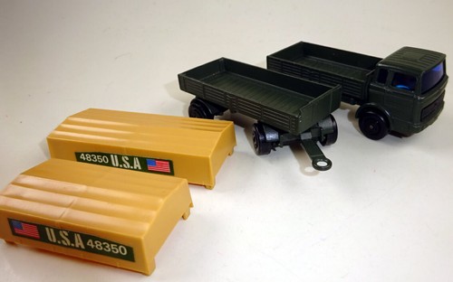 Matchbox TP15 Military Mercedes Truck & Rimorchio nero oliva 4 ruote spoke - Foto 5 di 7