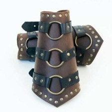 Leather arm bracer for LARP cosplay Medieval costume decorative O-ring steampunk