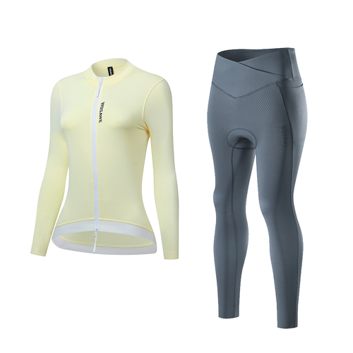 WOSAWE Breathable Comfort Cycling Sets Women Pink Long Sleeve Top Cushion Tights - Picture 17 of 22