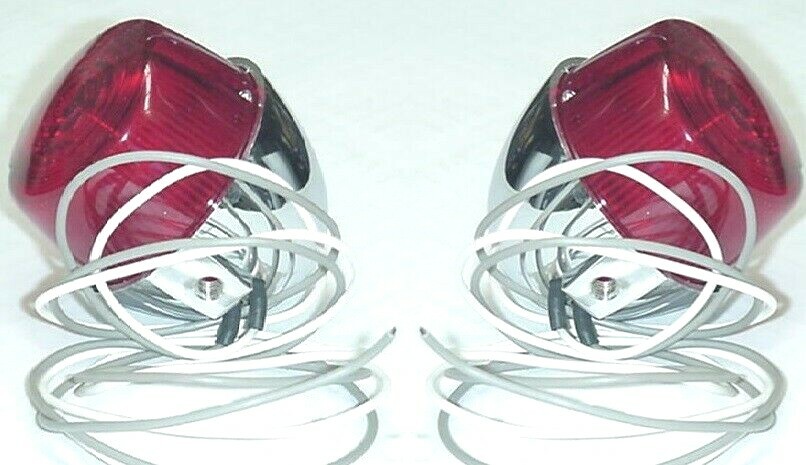 2 NOS EARLY STYLE RED DUAL FILAMENT TURN SIGNALS/MARKER LIGHTS HD