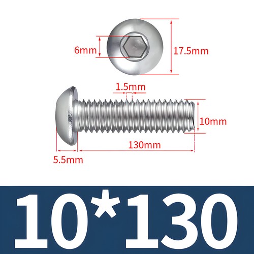 M10 ISO 7380 acero inoxidable A2 A4 tornillos de cabeza de lente hexágono interior cabeza de lente M10x - Imagen 21 de 23