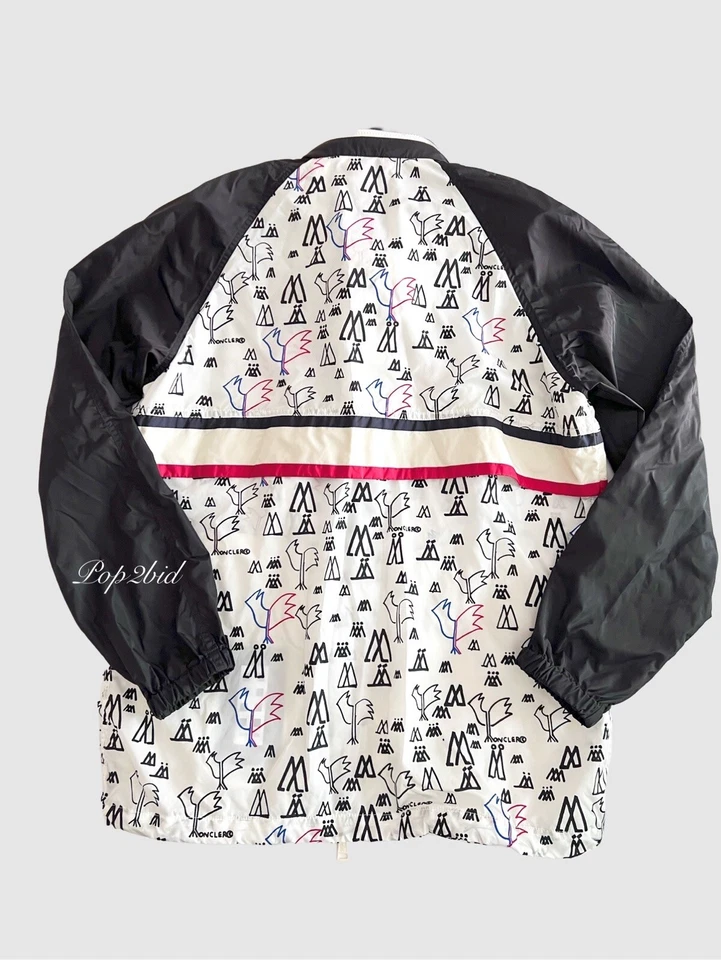 NUEVO CON ETIQUETAS Auténtica Chaqueta Cortavientos Moncler Genius 2 Blanca y Negra Pop Art Allos XL Foto 3 de 4