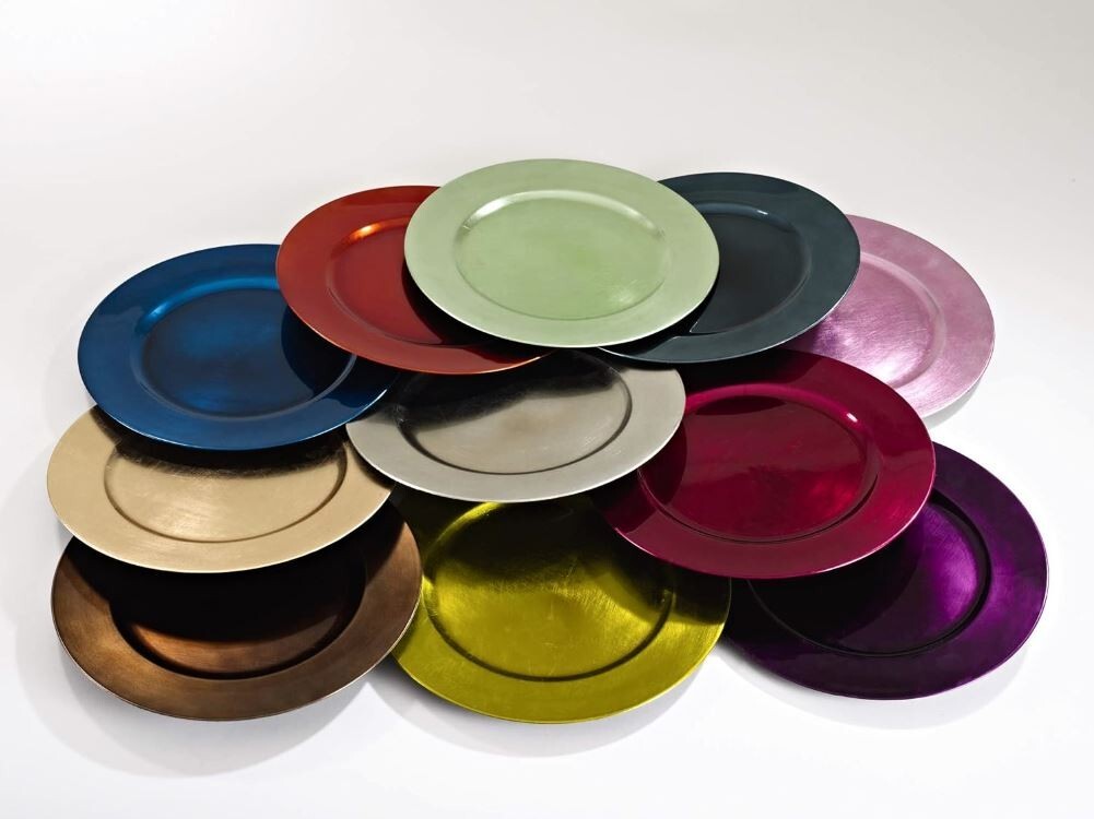 Plastic Charger Plates 4PC Set 13" Round Decorative Service Chop Dish Underplate