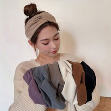Women Woolen Cross Knotted Headwrap Soft High Elastic Hair Band Headwear Solid