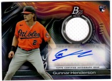 2023 Bowman Platinum Pieces Autograph Relics #PPARGH Gunnar Henderson  #11/99