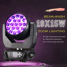 US Aura Black 19x15W 4in1 Led Zoom Wash Moving Head Lights DMX DJ Stage Lighting