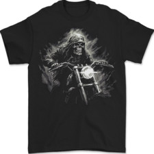 Skull Biker Motorcycle Motorbike Grim Reaper 5 Mens T-Shirt 100% Cotton