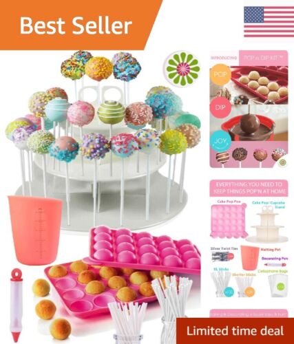 Complete Cake Pop Maker Kit - Nonstick Silicone Bakeware Set with Stand & Dec...